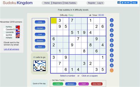 Click the "today" button to play today's Daily Sudoku online. . Free sudoku kingdom